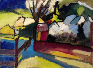 ""Őszi táj fával"" Wassily Kandinsky (vagy Wassily Kandinski vagy Kandinskij) festménye alkotó: Wassily Kandinsky