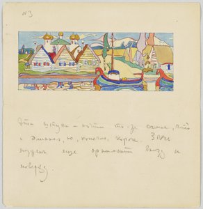 Orosz falu a folyón hajókkal alkotó: Wassily Kandinsky