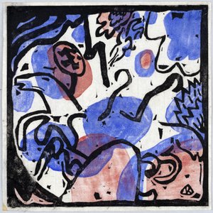 ""Három lovas piros, kék és fekete ruhában"" Wassily Kandinsky (vagy Wassily Kandinski vagy Kandinskij) festménye alkotó: Wassily Kandinsky