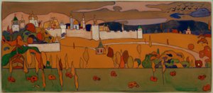 Fallal körülvett város őszi tájban alkotó: Wassily Kandinsky
