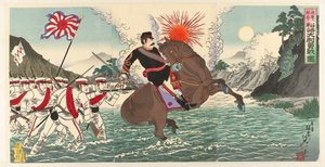 Matsuzaki kapitány hősies csatájának ábrázolása a Songhwan-i csatában Seikan no eki ni oite Matsuzaki Taii yûsen no zu (cím a tárgyon)