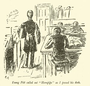Az ifjú Pitt Hornpipe-ot kiáltotta, amikor elhaladok az asztala mellett alkotó: Weedon Grossmith