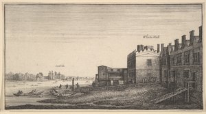 Kilátás a Lambeth-palotára a folyóról a Whitehall Stairsnél, 1625-77. alkotó: Wenceslaus Hollar