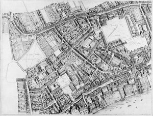London nyugati központi kerületének madártávlati terve, 1660-6 alkotó: Wenceslaus Hollar