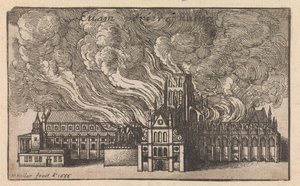 A régi Szent Pál-székesegyház égése a londoni nagy tűzvészben alkotó: Wenceslaus Hollar