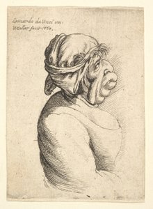 Kiálló szájú, mélyen dekoltált ruhát viselő nő mellszobra..., 1660. alkotó: Wenceslaus Hollar