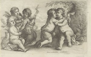 Krisztus, János és három kerub Paedopaegnion (sorozat címe) alkotó: Wenceslaus Hollar