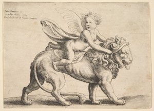 Ámor oroszlánon, 1652. alkotó: Wenceslaus Hollar