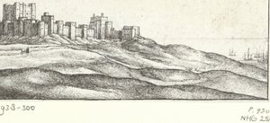 Kilátás a doveri kastélyra Dover Castle és West Side (cím az objektumon) Látnivalók az angol tengerpart körül (sorozat címe) alkotó: Wenceslaus Hollar
