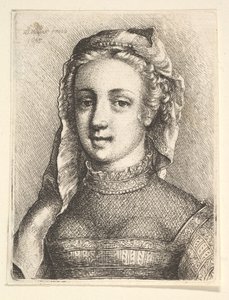 Egy nő feje és válla fátyollal és áttetsző nyakrésszel, 1645. alkotó: Wenceslaus Hollar