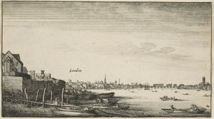 London a Temze folyó felől nézve, Milford Staris az Arundel ház alatt alkotó: Wenceslaus Hollar