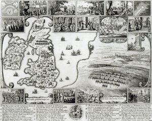 A polgárháborús Anglia térképe és Prága kilátása, 1632