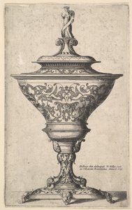 Díszes serleg maszkok lábán, 1645. alkotó: Wenceslaus Hollar