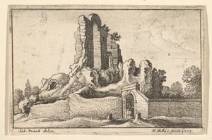 Romok és rácsos kapu a római Esquiline-dombon, 1673. alkotó: Wenceslaus Hollar