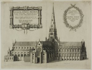 A Szent Pál templom délről a toronytoronnyal alkotó: Wenceslaus Hollar