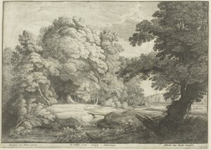 A híd a vízesés felett alkotó: Wenceslaus Hollar