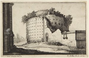 A kör alakú épület alkotó: Wenceslaus Hollar