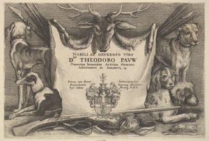 Címlap vadászkutyákkal és vadászfelszereléssel, 1646. alkotó: Wenceslaus Hollar