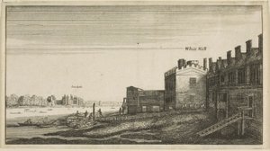 Kilátás a Lambeth-palotára a folyóról a Whitehall lépcsőn alkotó: Wenceslaus Hollar