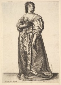 Egész alakos hölgy, Anthony van Dyck után, 1625-77. alkotó: Wenceslaus Hollar