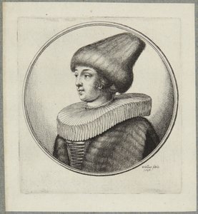 Nő hegyes prémes sapkában alkotó: Wenceslaus Hollar