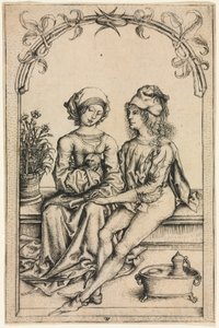 The Lovers (after the Housebook Master), c. 1490 (engraving) alkotó: Wenzel or Wenceslaus von (after) Olmutz