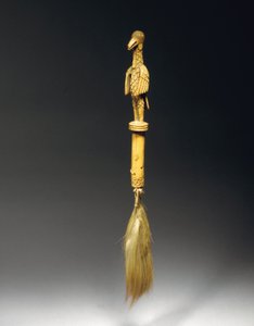 Fly-whisk, Benin (elefántcsont és lószőr) alkotó: West African School