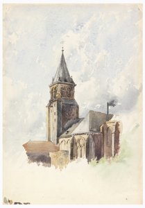 Rajz, Saint Germain-des-Prés, Párizs, 1887 körül. alkotó: Whitney Warren Jr.