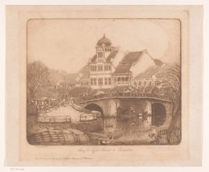 Aan de Kali Besar te Batavia (eredeti cím a tárgyon) alkotó: Wijnand Otto Jan Nieuwenkamp (signed by artist)