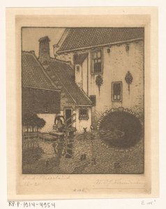 A városháza hátsó homlokzata Oud-Beijerlandban Csatorna Ó-Bajorországban (eredeti cím) alkotó: Wijnand Otto Jan Nieuwenkamp (signed by artist)