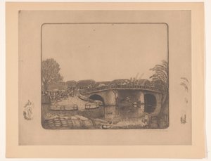 Brugge Batáviában Aan de Kali Besar te Batavia (eredeti cím) alkotó: Wijnand Otto Jan Nieuwenkamp (signed by artist)