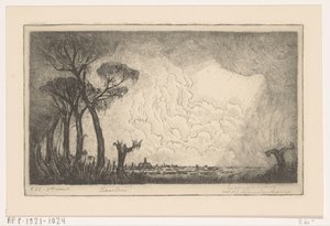 Haarlem kilátása (eredeti cím) alkotó: Wijnand Otto Jan Nieuwenkamp (signed by artist)