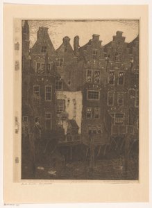 Házak a Voorstraatshavenen Dordrechtben A csatorna, Dordrecht (eredeti cím) Régi házak, Dordrecht (cím a tárgyon) alkotó: Wijnand Otto Jan Nieuwenkamp (signed by artist)