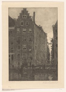Házak a Damrakon Amszterdamban A Damraknál (eredeti cím) alkotó: Wijnand Otto Jan Nieuwenkamp (signed by artist)
