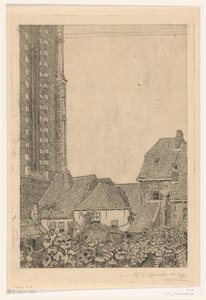 Házak az Onze-Lieve-Vrouwetoren közelében Amersfoortban A torony lábánál (eredeti cím) alkotó: Wijnand Otto Jan Nieuwenkamp (signed by artist)