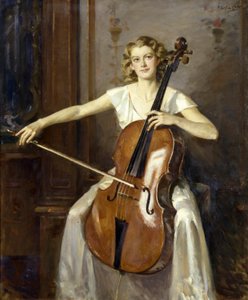 Florence Hooton csellózó portréja. Írta: Wilfred de Glehn