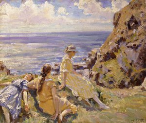 A művészek unokahúgái a sziklákon, Frying Pan, Cadgwith, Cornwall