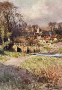 Sutton Village látképe (színes litográfia)