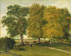 Pásztor szarvasmarhával az őszi fák alatt, 1821 körül (olaj, papír, kartonra fektetve)