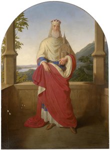 Bogdan Mandic, ou Frere Leopold dit Leopold de Castelnuovo - Saint Leopold devant le Danube et la montagne Leopoldsberg - Szent Lipót a Duna előtt és a Leopoldsberg a háttérben, Rieder, Wilhelm August (1796-1880). Olajfestmény