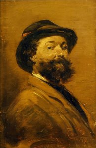 Önarckép szürke-barna színben alkotó: Wilhelm Busch