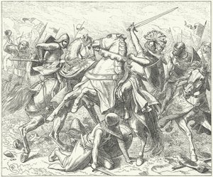 A lázadó sváb Rudolf herceg halálosan megsebesült az elsteri csatában alkotó: Wilhelm Camphausen