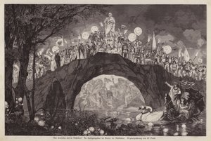 Peter von Cornelius művészt ünneplő fesztivál a Malkastenparkban, Düsseldorf, Németország (metszet) alkotó: Wilhelm Gause