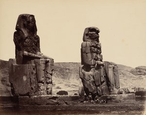 Memnon-kolosszusok Thébában, 1859 körül (fotó)