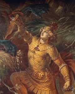 Sigurd megöli a Fafuir sárkányt Gram kardjával, részlet, a Sigurd Saga-ból, Alsó terem, 1882-83 körül (falfestmény) (lásd még: 419035)