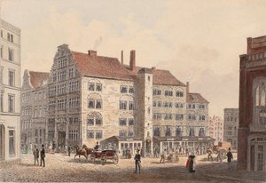 Hamburg 1845 kaiserhof hotel oldalnézetből alkotó: WIlhelm Heuer