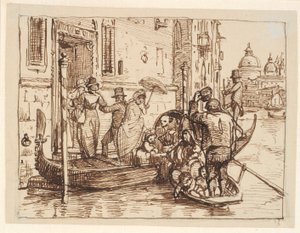 Leszállás egy libegőről a Canal Grande-ban Velencében. A háttérben Santa Marie delle Salute alkotó: Wilhelm Marstrand