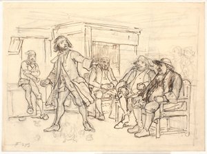 Erasmus Montanus vitákat folytat Per Degnnel alkotó: Wilhelm Marstrand