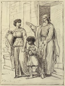 Hágár és Izmael elhagyja Ábrahámot alkotó: Wilhelm Marstrand