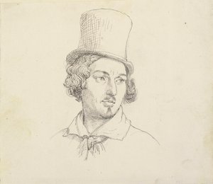 Férfi feje cilinderrel alkotó: Wilhelm Marstrand
